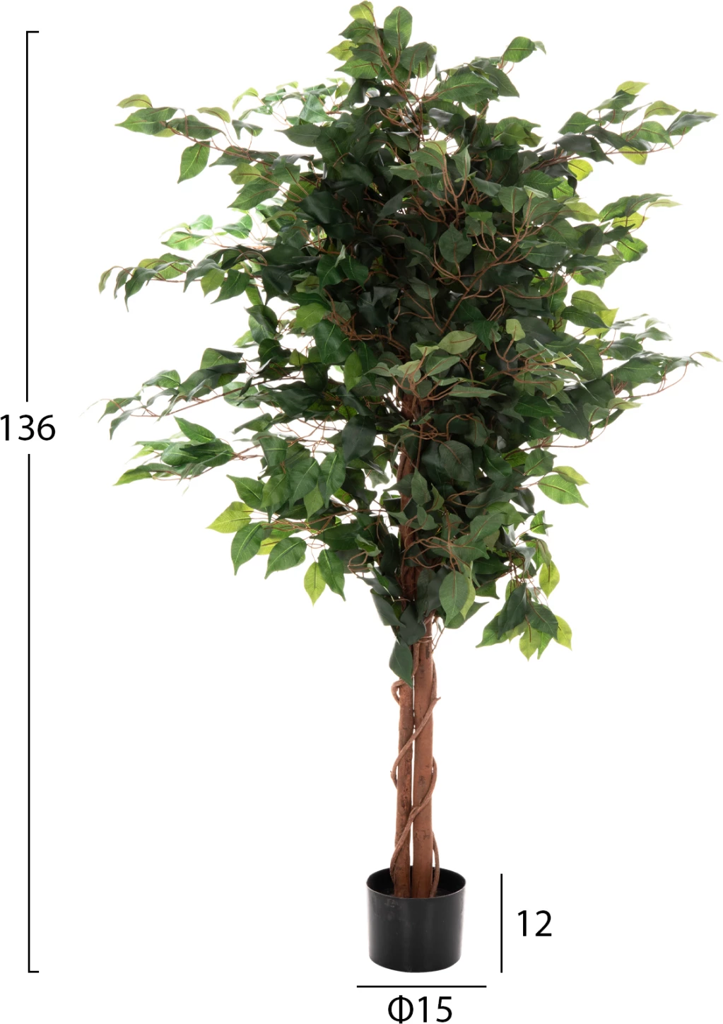 Bimë sintetike dekorative, FH7992, pemë Banyan në vazo, 136H cm