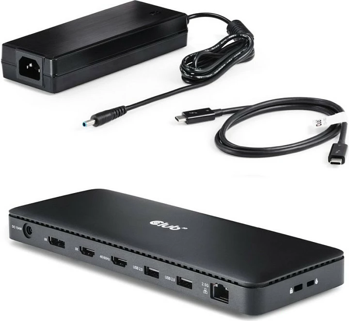 Docking station Club3D Thunderbolt4 12-in-1, universal, 3 ekrane, 0.8m, e zezë