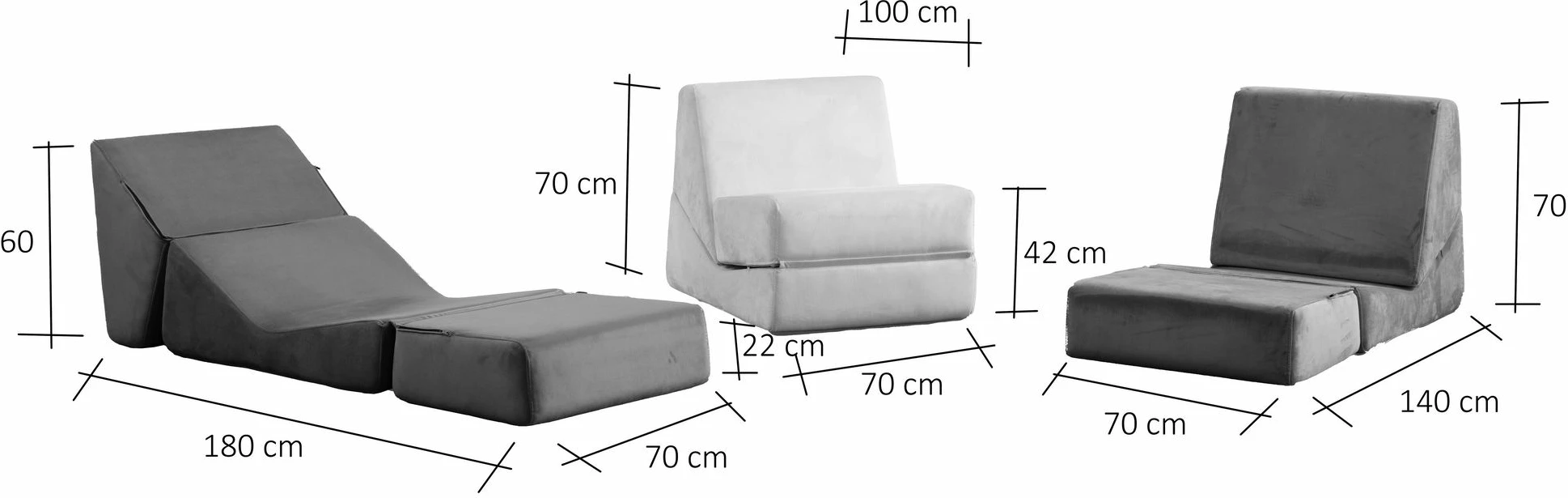 Krevat-karrige një vendëshe, ngjyrë gri e ngrohtë, Atelier del Sofa, Origami Convertable