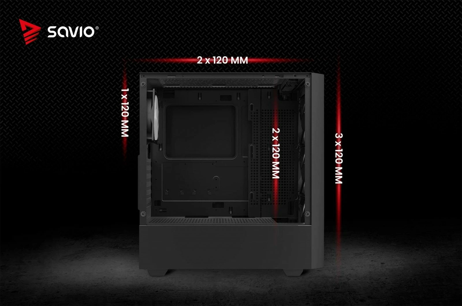 Kasë, Savio, NOCTIS FLOW RGB X1, Midi Tower, ATX, 4x 120 mm RGB PWM, USB-A 3.1 Gen1, e zezë