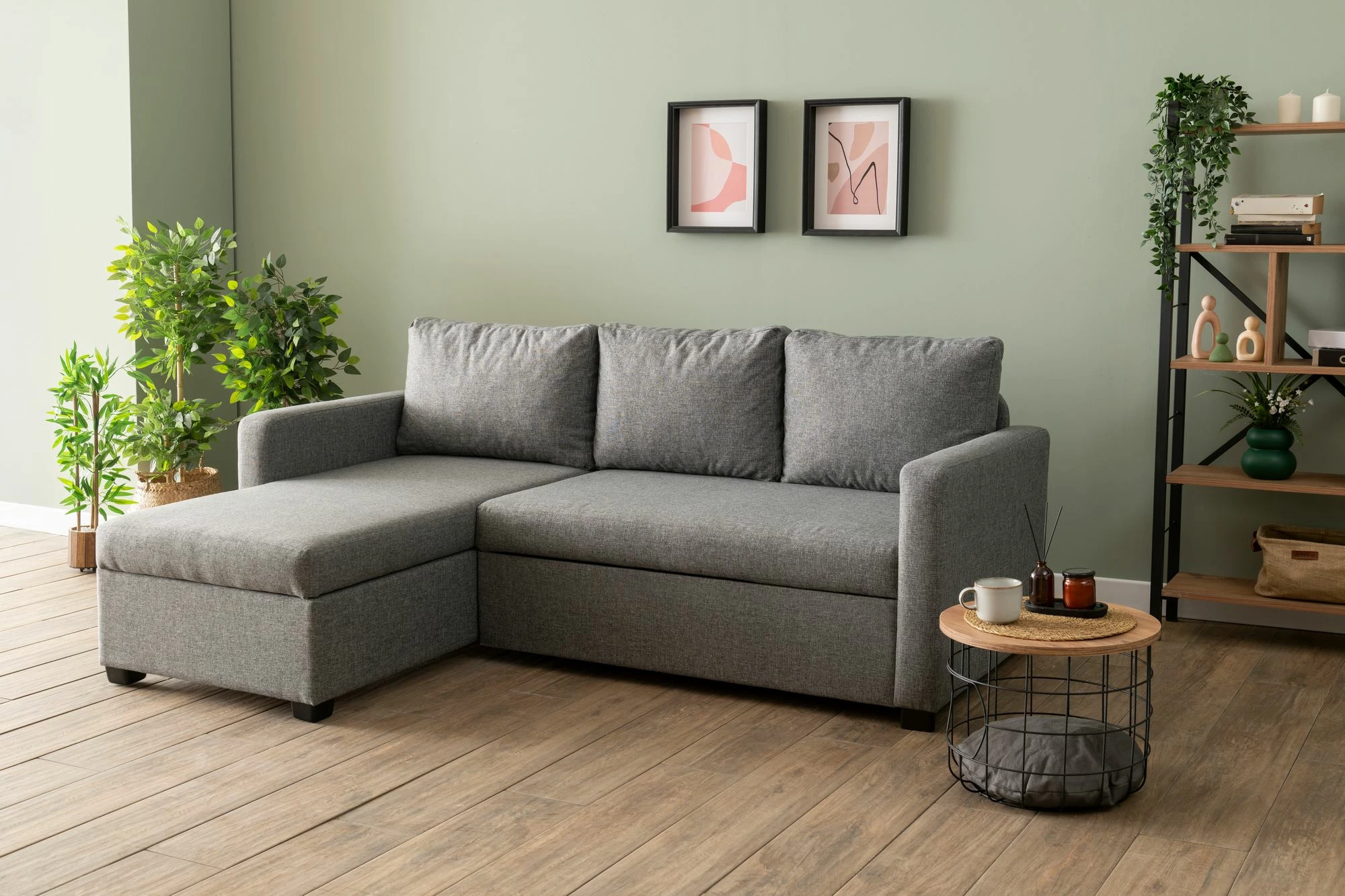 Kënd-sofë krevate Atelier del Sofa, ngjyrë gri e çelët, Kado