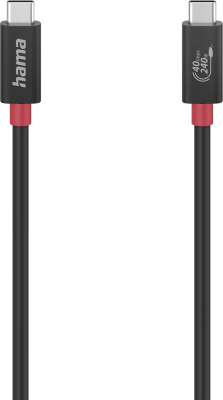 Kabllo USB-C në USB-C, Hama 00200779, 1m, e zezë
