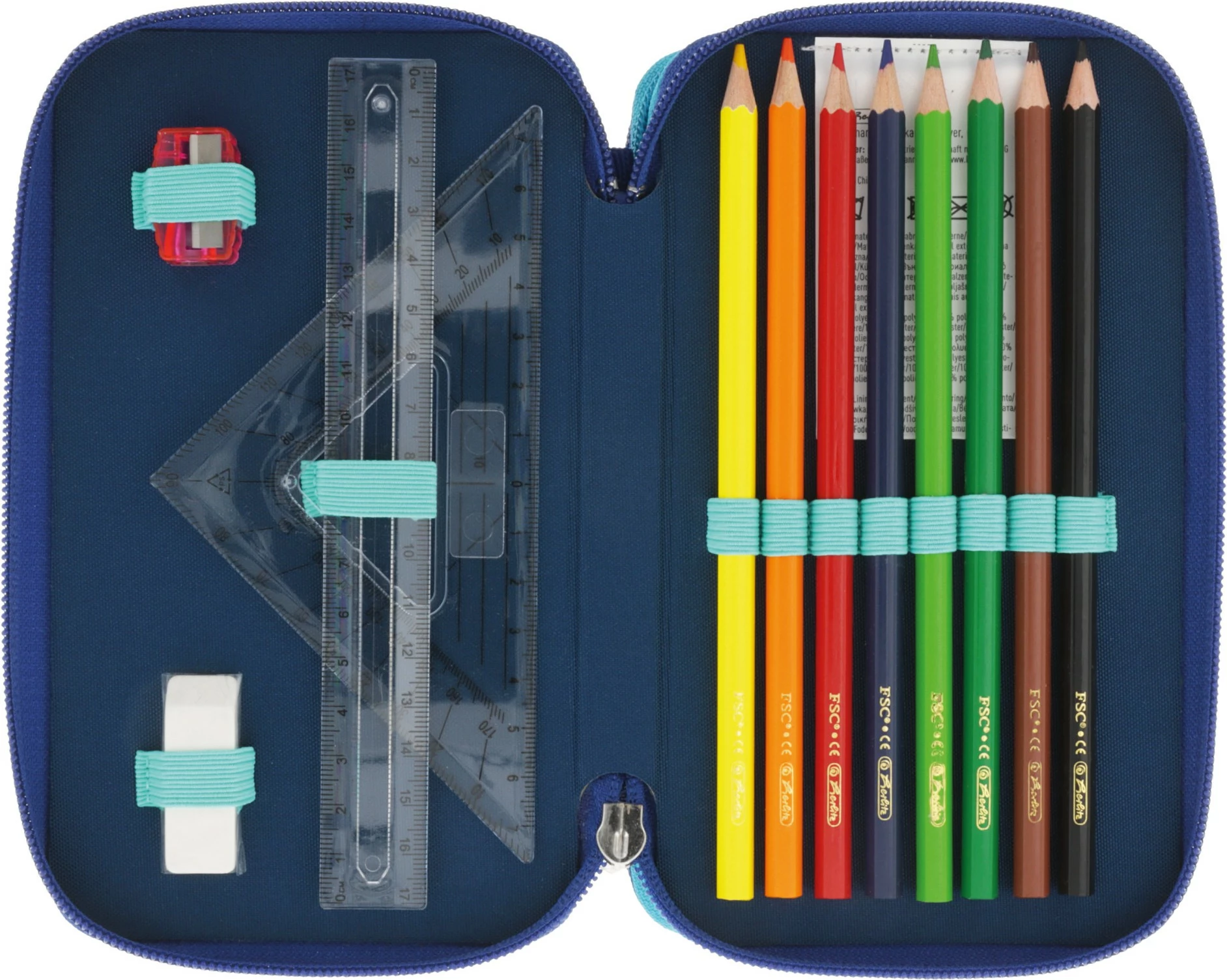 Mbështjellës herlitz TriCase Dip Dye 31 copë, poliester, kaltër/turkuaz