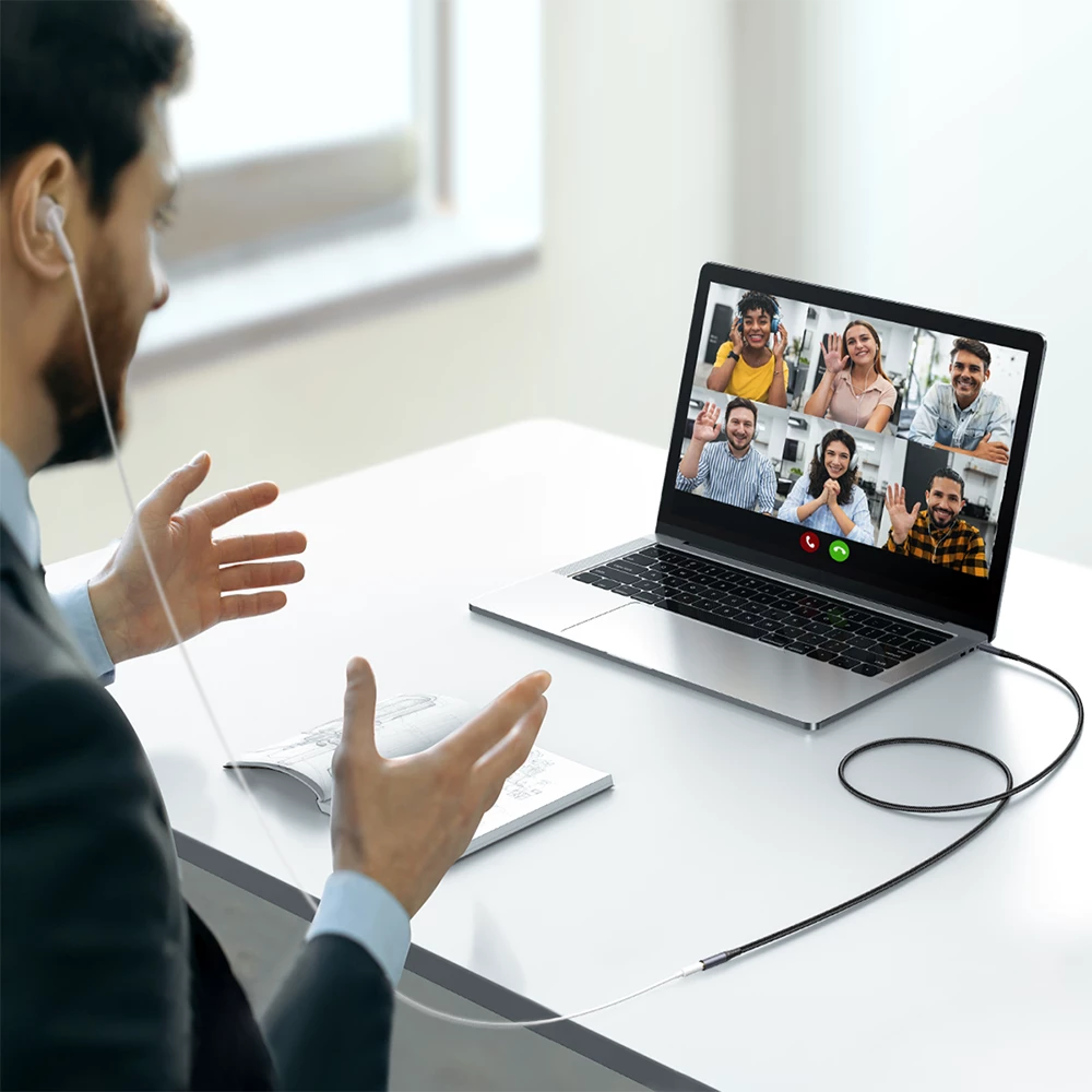 Kabllo audio AUX Joyroom SY-A09, 1.2m, mini jack 3.5mm mashkull-femër, e zezë