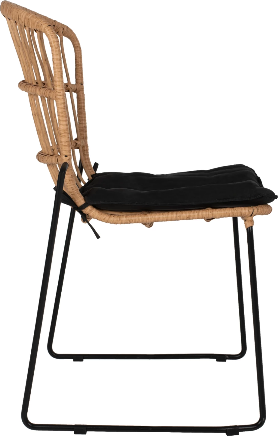 Karrige profesionale metalike, jastëk i zi, rattan natyral, 51.5x58x86 cm, FH5866.01