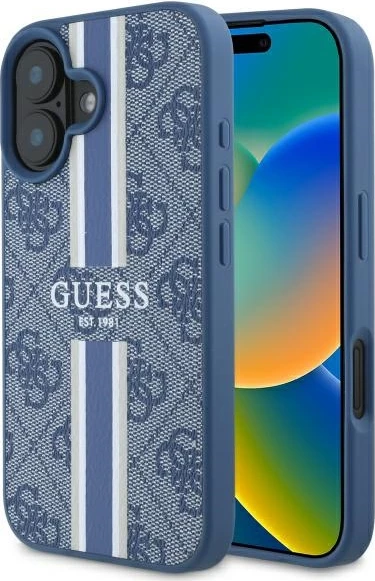 Mbështjellës Guess 4G Printed Stripes MagSafe për iPhone 16, Blu