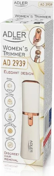 trimer fytyre ADLER AD2939, me dritë LED, me kokë prerëse foil, me bateri AA, ari perle