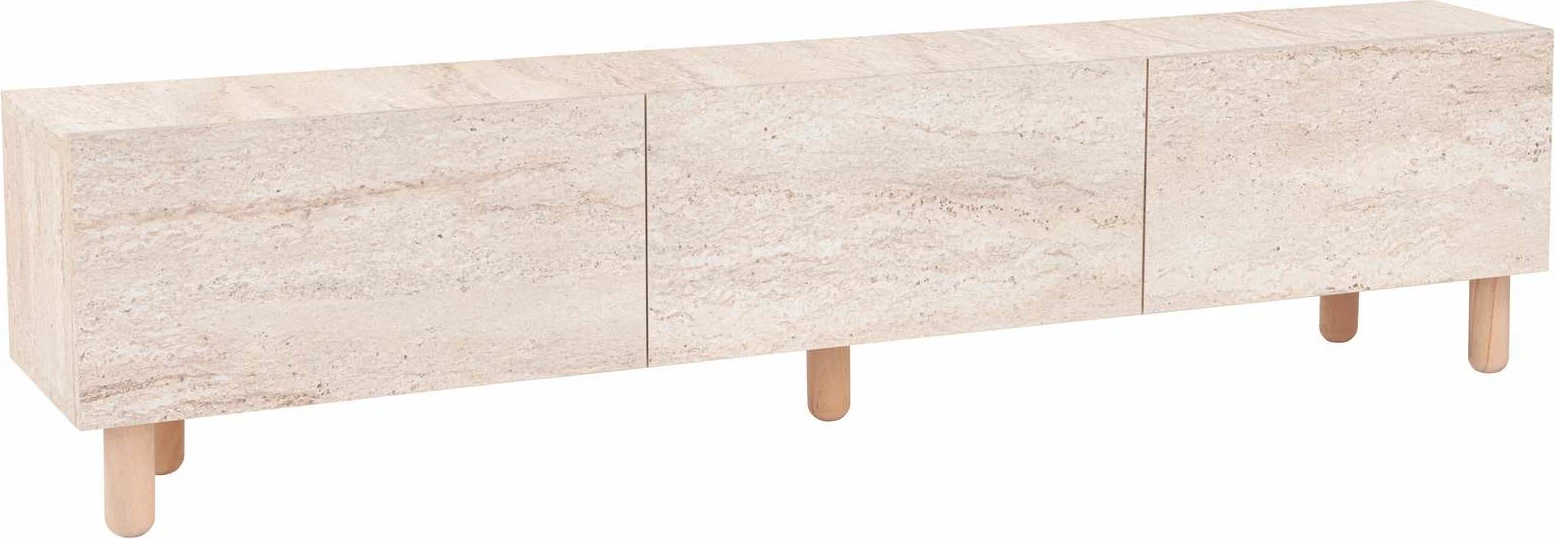 Komodë TV Skye Decor, ngjyrë travertine, Alvin