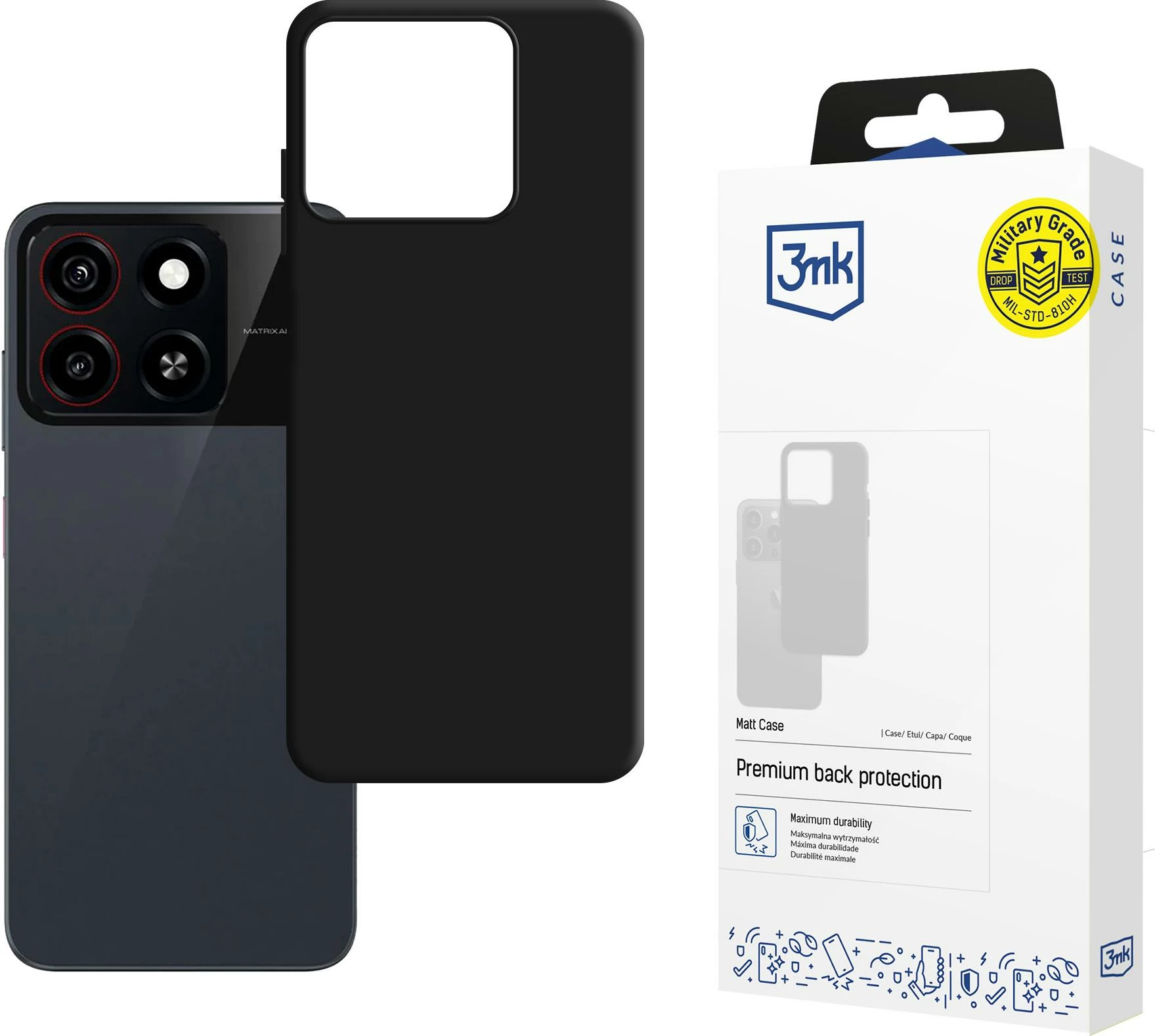 Mbështjellës 3mk Matt Case për ZTE Blade A35, i zi