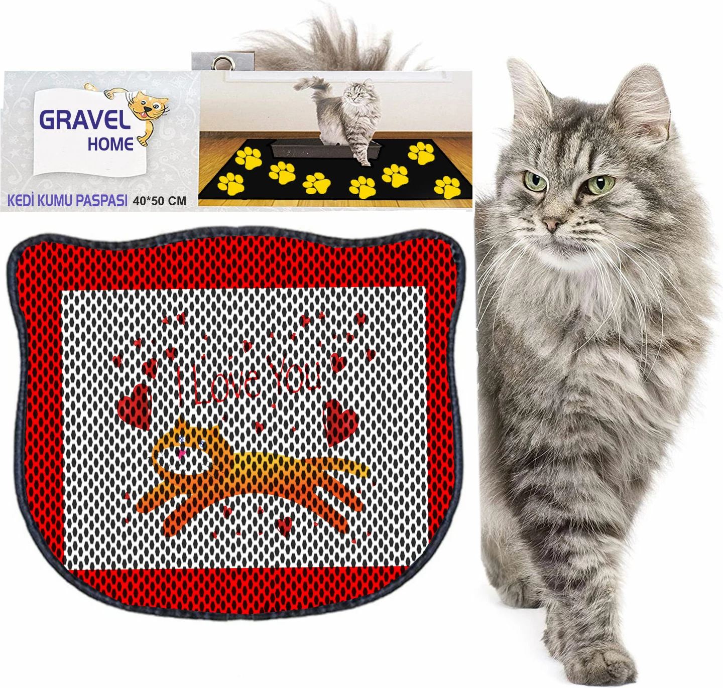 Tapet për rërë maceje, shumëngjyrësh, Paws & Whiskers, Kdkafa0038, 40x50cm