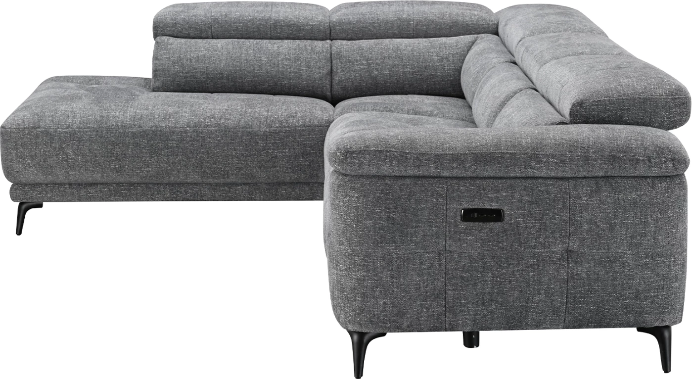 Këndore e majtë 5-vendëshe me recliner, stof gri, COMMODUS CD3315.01L, 275x231x77cm