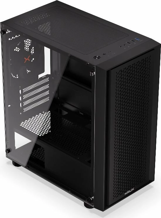 Kasë Krux Scor KRXD002 Cube Tower microATX/Mini-ITX me xham të kalitur, e zezë
