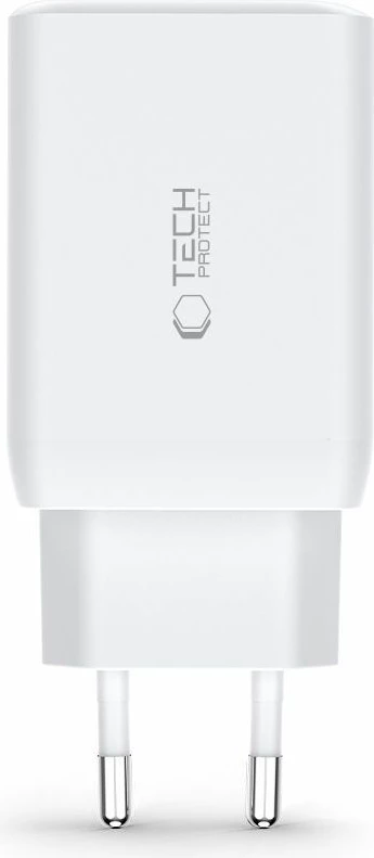 Karikues rrjeti Tech-Protect C65W, 2x USB-C PD 65W / USB-A QC 3.0, Bardhë