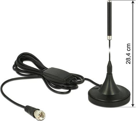 Antenë DAB+ aktive DeLOCK 12413, 21 dBi, F-type, kabllo 2 m, e zezë