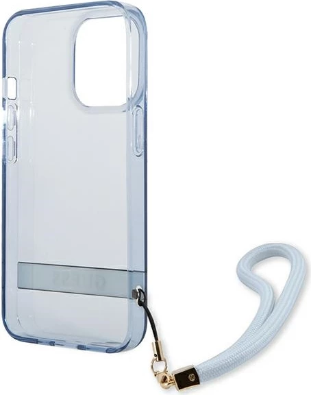 Mbështjellës Guess GUHCP13LHTSGSB për iPhone 13 Pro / 13, hardcase, Translucent Stap, Blu