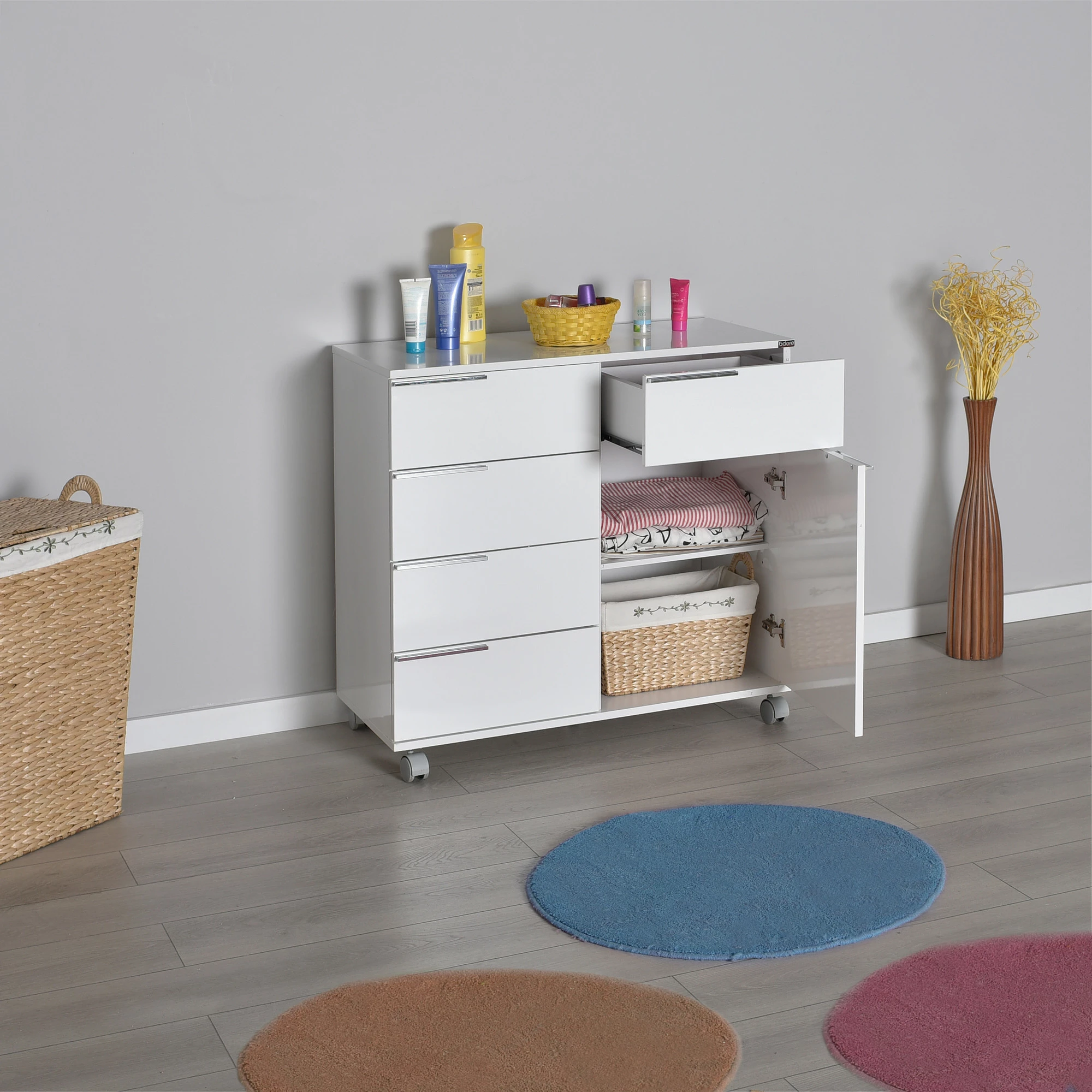 Komodë multifunksionale, ngjyrë e bardhë, Hanah Home, Adr-415-Pp-1