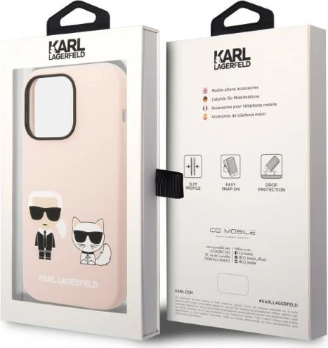 Mbështjellës Karl Lagerfeld KLHMP14XSSKCI për iPhone 14 Pro Max 6.7", silikon, MagSafe, rozë e çelur