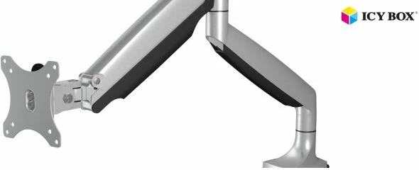 Mbajtës monitori tavoline ICYBOX IB-MS503-T deri 32", VESA 75x75/100x100, gas spring, 9 kg, argjend/e zezë