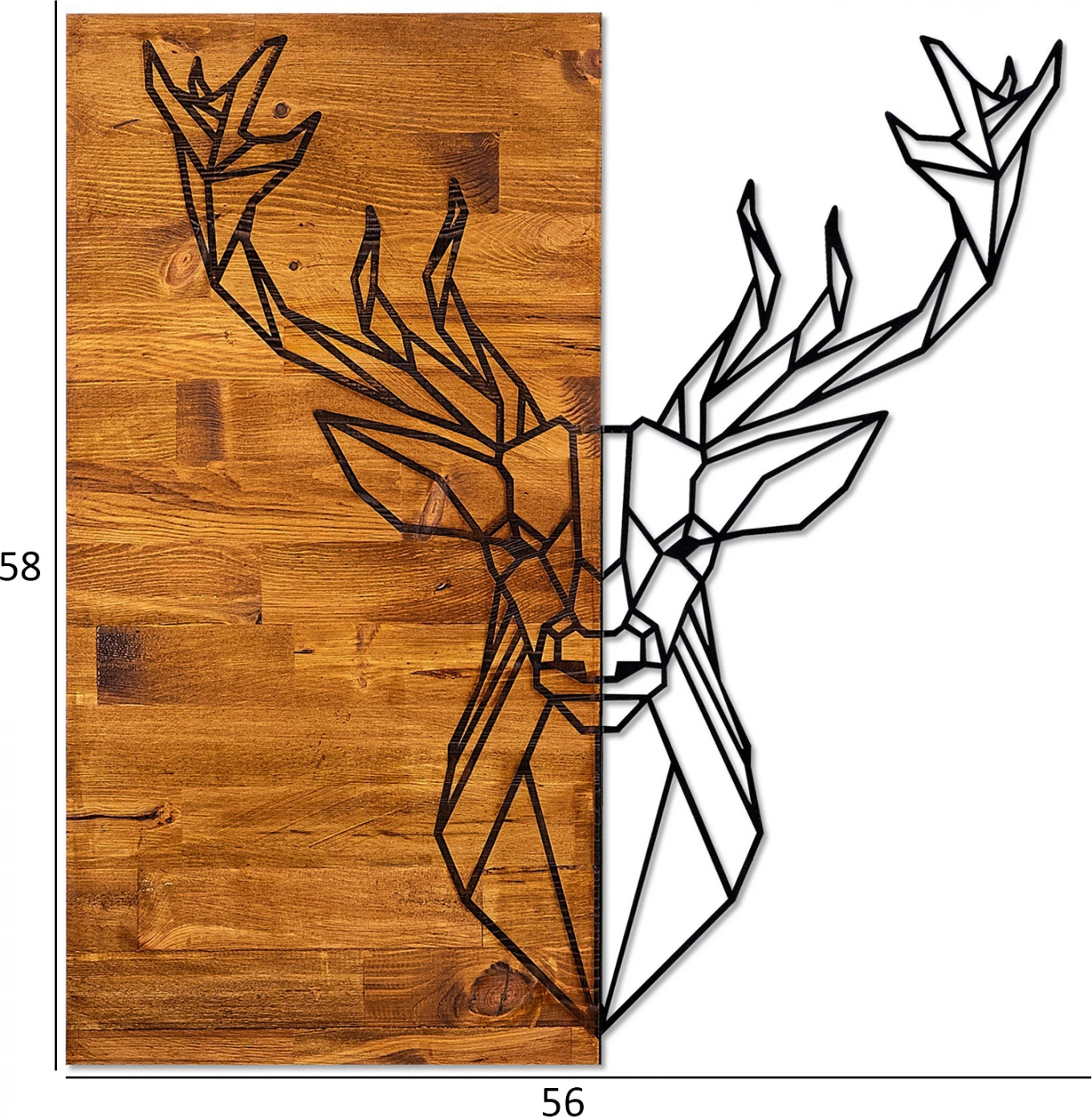 Dekor muri prej druri me dre metalik FH7332 56Χ3Χ58 cm