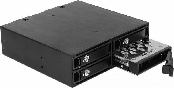 Rack mobil DeLOCK 47233 për 4x 2.5" SATA/SAS hot-swap, 5.25", 12 Gbit/s, i zi