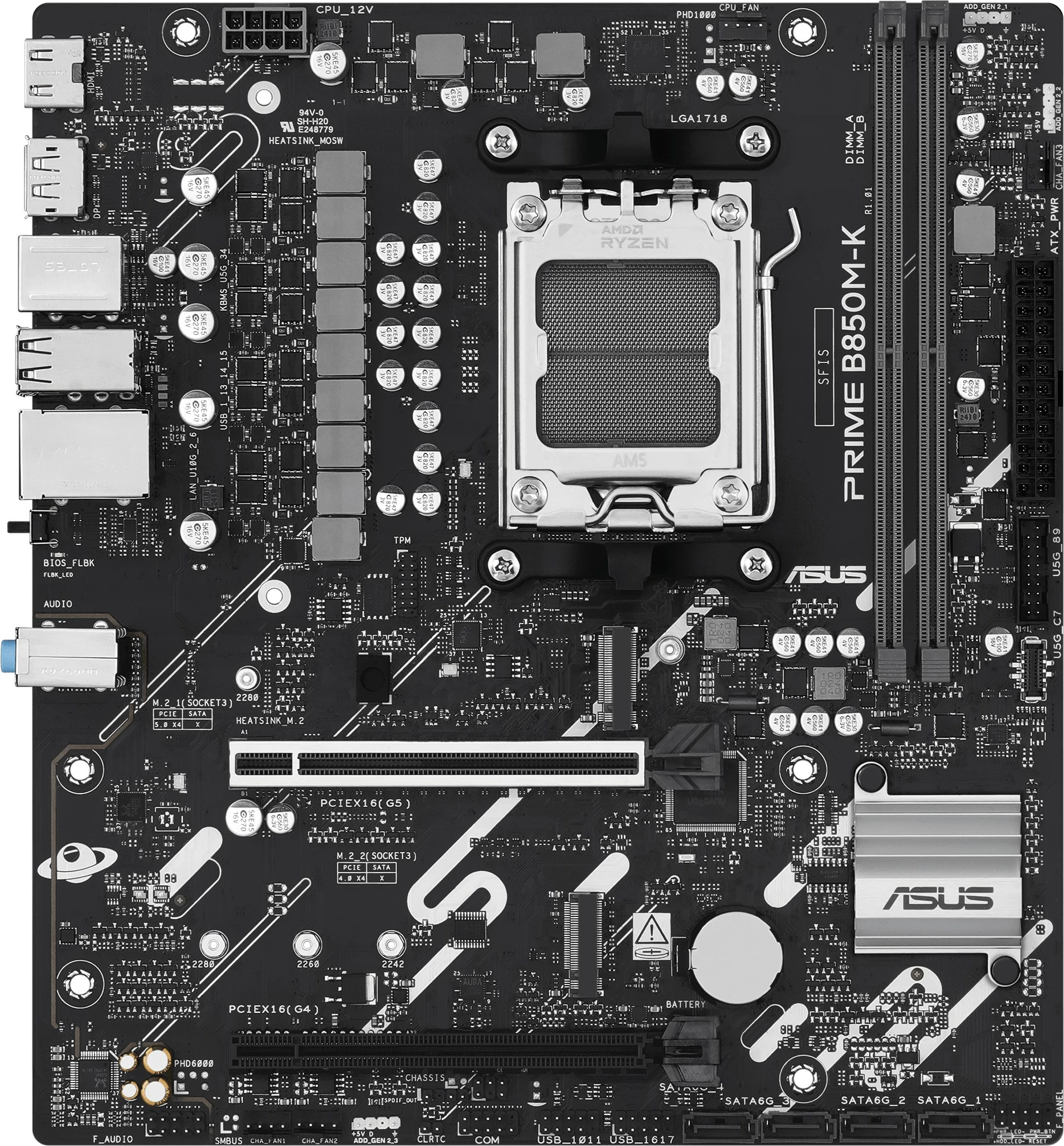 Pllakë amë ASUS PRIME B850M-K, AMD, Socket AM5, DDR5, micro ATX