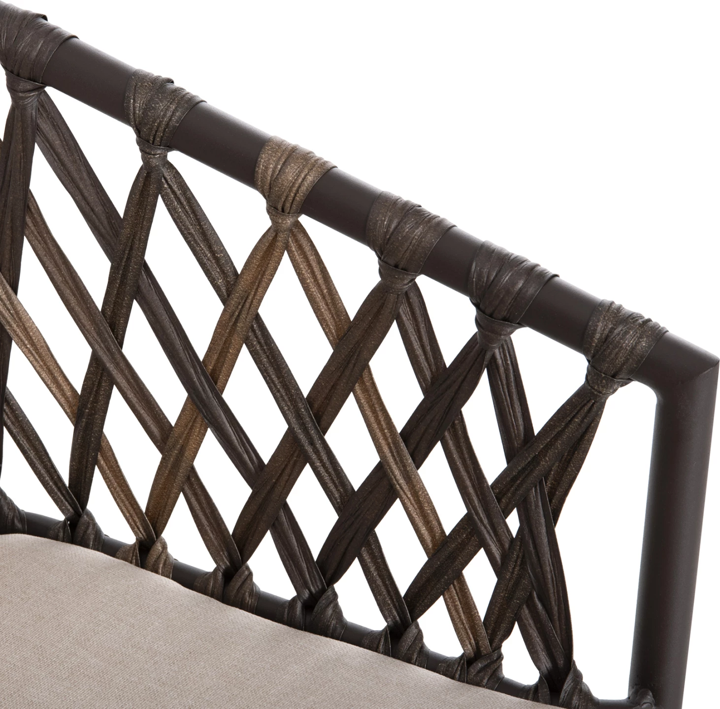 Karrige alumini BOLLY FH6080, kornizë kafe-sintetik ratan, jastëkë kafe-bezhë, 58.5x67x86H cm, set prej 4 copë