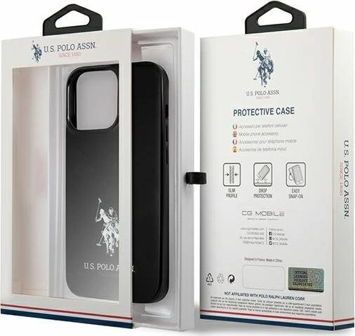 Mbështjellës U.S. Polo Assn USHCP13XUMHK për iPhone 13 Pro Max 6.7", hardcase TPU, Horses Logo, i zi