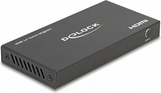 HDMI Switch DeLOCK 3x HDMI IN 1x HDMI OUT, 8K@60Hz, 48 Gbit/s, metal, zi