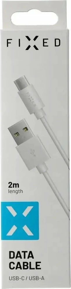 Kabl USB Fixed Data Cable FIXD-UC2M-WH, USB-A në USB-C, 2 m, i bardhë, me organizer kablli