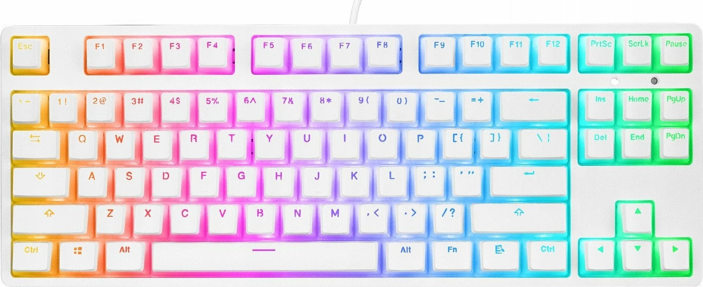 Tastierë mekanike gaming Rampage Ghost KB-R136, TKL 80%, Huano Red, RGB, USB-C me kabllo të shkëputshme, e bardhë, set me kabllo Type-C