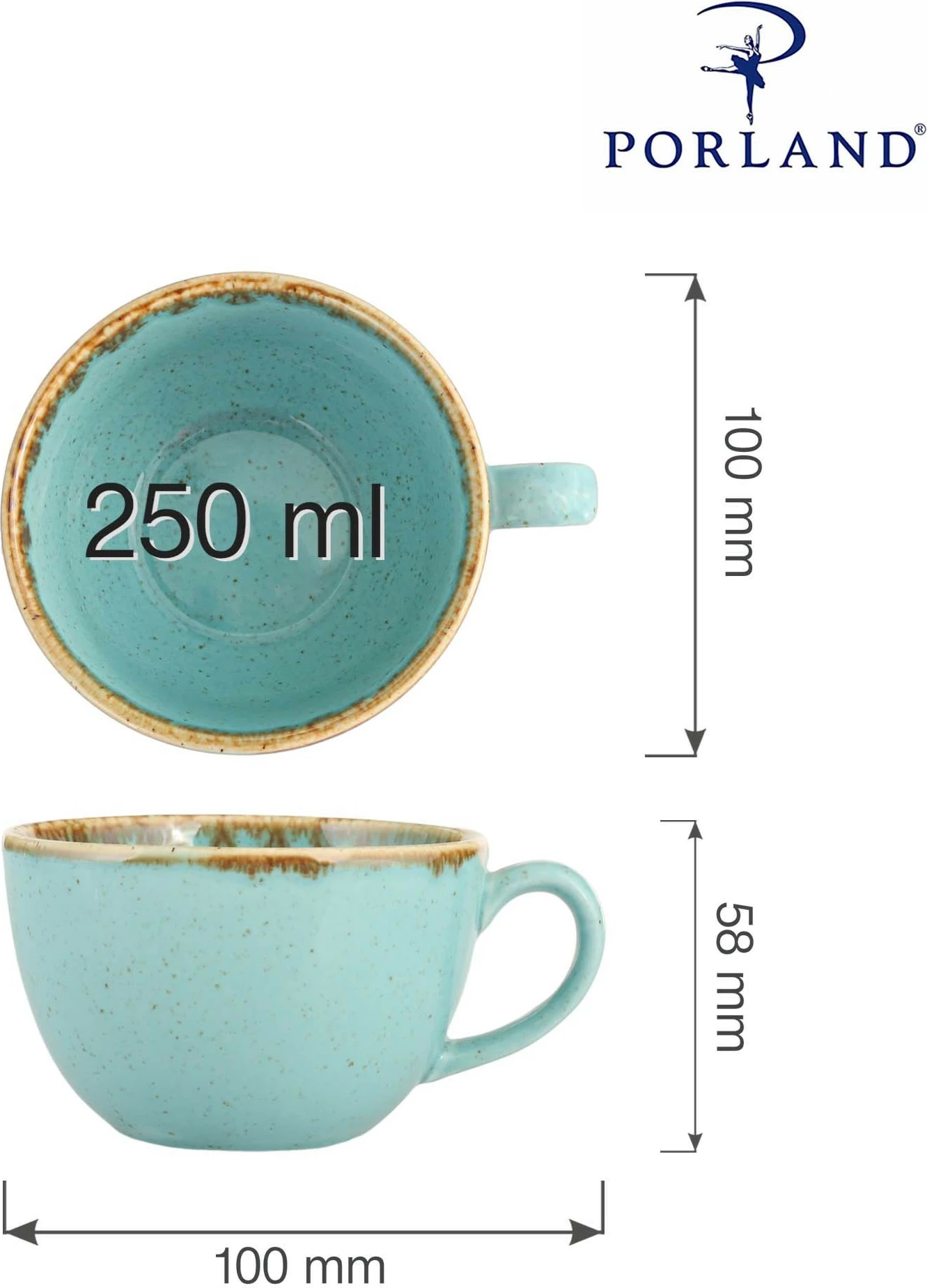 Filxhan porcelani Porland Seasons Laguna 250 ml, blu qielli, set 6 copë