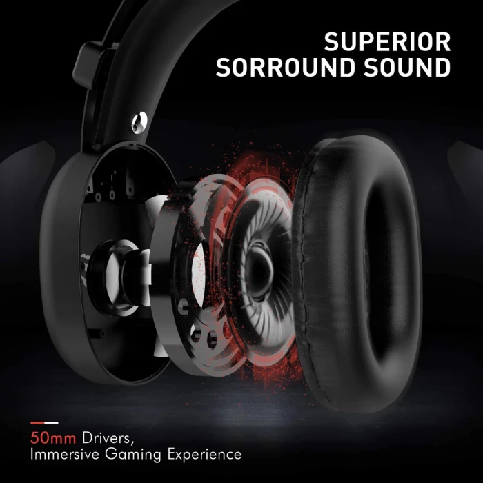 Kufje gaming HAVIT Gamenote HV-H2016D, me mikrofon, RGB LED, 50mm, kabllo 2m, 2x 3.5mm + USB (vetëm për drita), të zeza