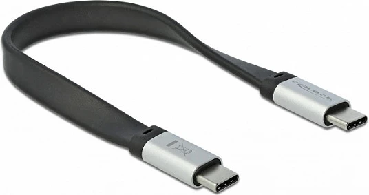 Kabllo USB-C DeLOCK 85926, 0.22 m, USB 3.2 Gen 2, 10 Gbit/s, 3A, zezë/argjendtë
