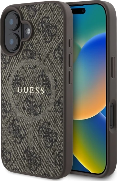 Mbështjellës Guess 4G Ring Classic Logo MagSafe për iPhone 16, Kafe