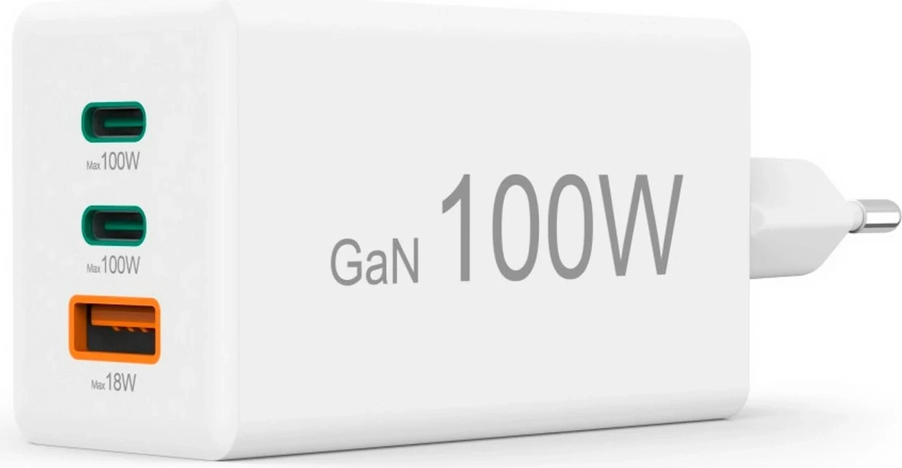 Karikues Hama 100W GaN, 2xUSB-C, 1xUSB-A, i bardhë