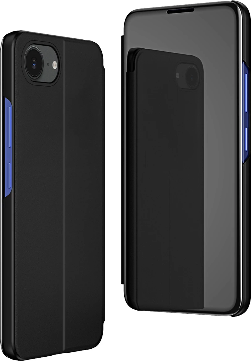 Mbështjellës Hurtel Clear View Case për iPhone 16e, me flap, i zi