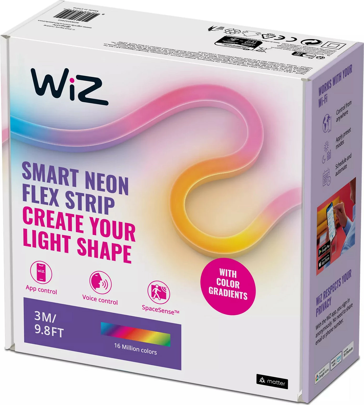 Shirit LED smart WiZ Neon Flex 3 m kit, Wi-Fi/Bluetooth, multikolor