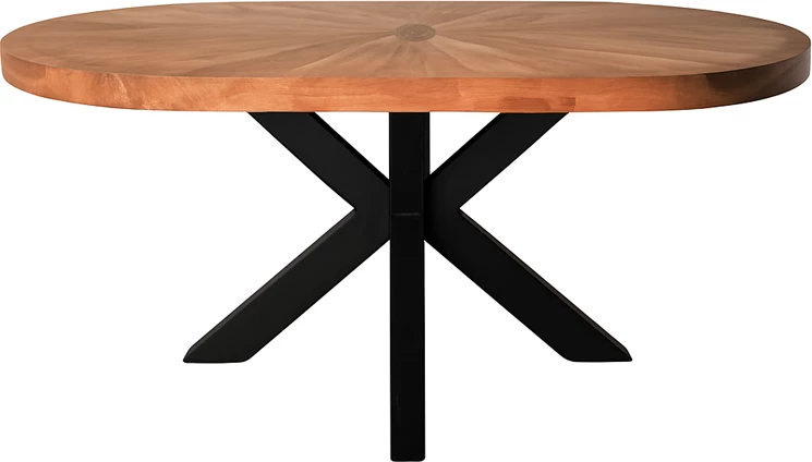 Tavolinë kafeje Fardy, dru akacie i fortë, ngjyrë natyrale, këmbë metalike të zeza, 120x60x45cm