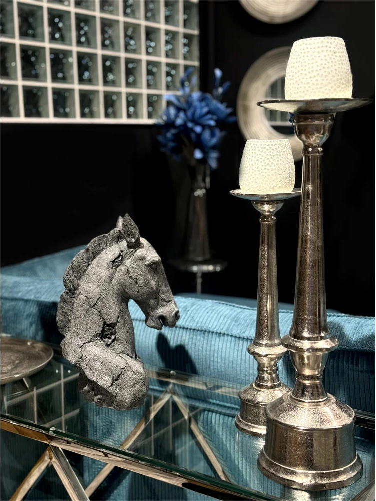 Mbajtës qirinjsh shtyllë, alumin, ngjyrë argjendi, 17x17x59 cm