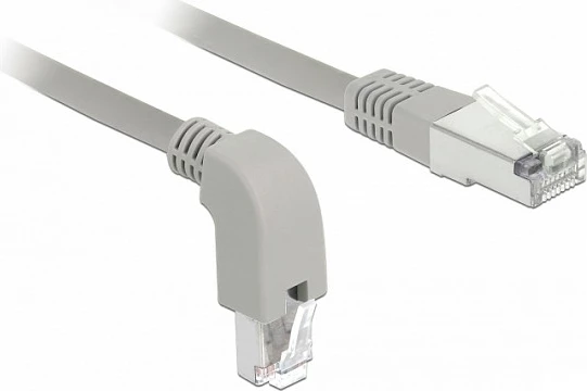Kabllo rrjeti DeLOCK RJ45 Cat6a S/FTP 1 m, këndore/drejt, gri