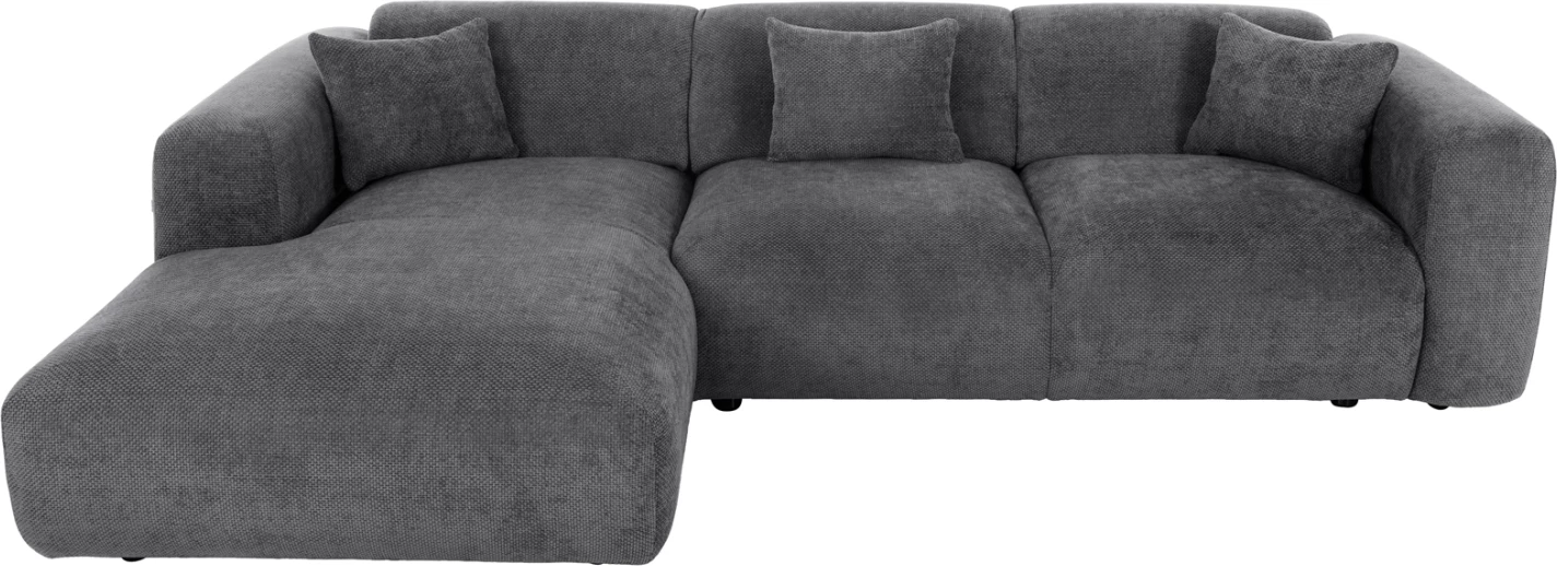 Divan qoshe, BRICKEN FH3275.04L, pëlhurë antracit, 110-282x98-160x72H cm