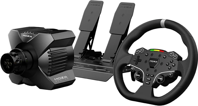 Set gaming Moza Racing RS074, bazë R3, timon ES, pedale SRP-Lite, për PC, e zezë
