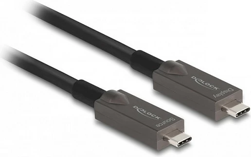 Kabllo USB-C DeLOCK Active Optical, 3 m, 10 Gbps, 4K@144Hz, PD 60W, e zezë
