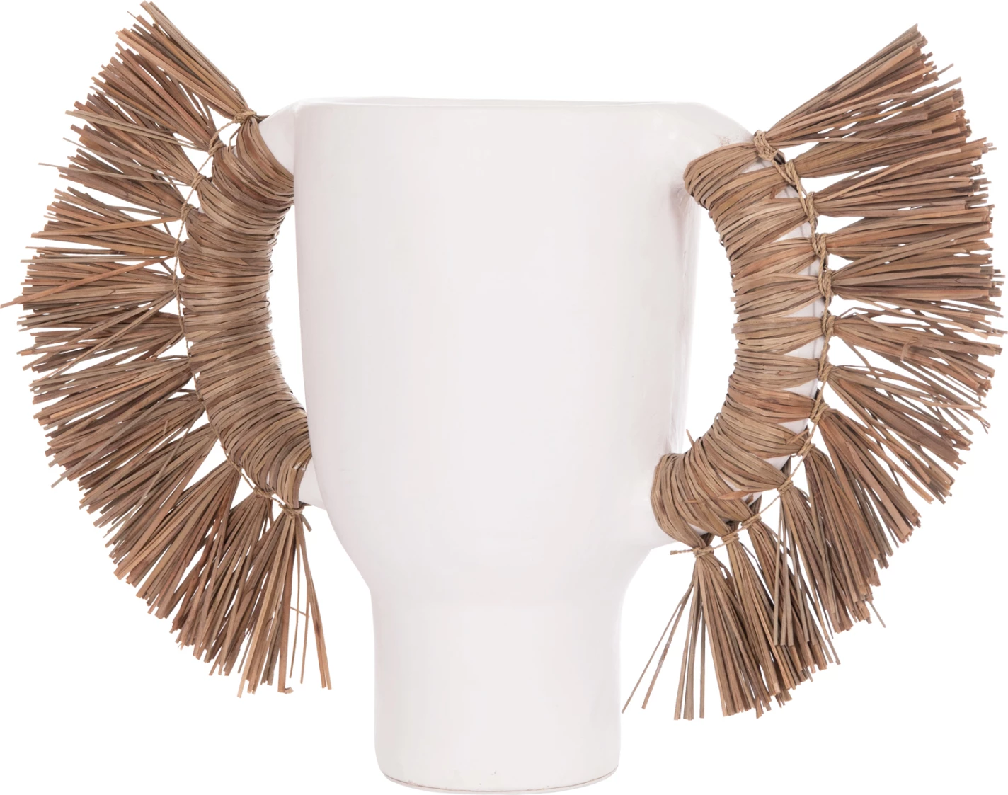 Vazo dekorative tavoline ALICA, terrakotë e bardhë, me bar, FH4668.02L, 64x22x38cm