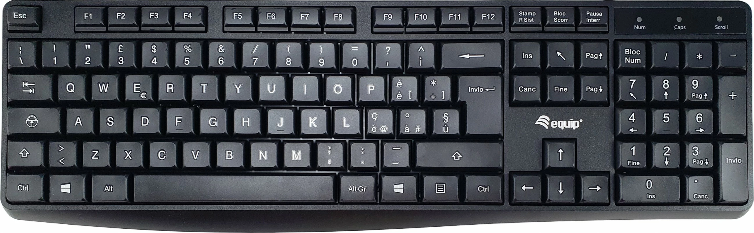 Tastierë EQUIP 245213, full-size, USB, QWERTY, italisht, e zezë