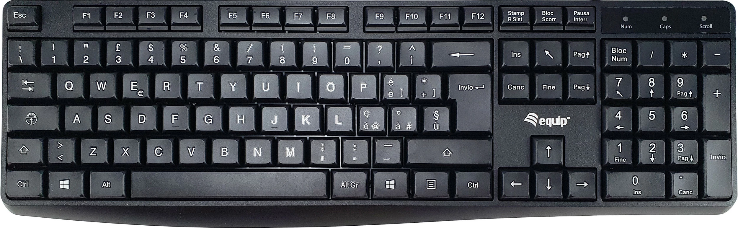 Tastierë EQUIP 245213, full-size, USB, QWERTY, italisht, e zezë