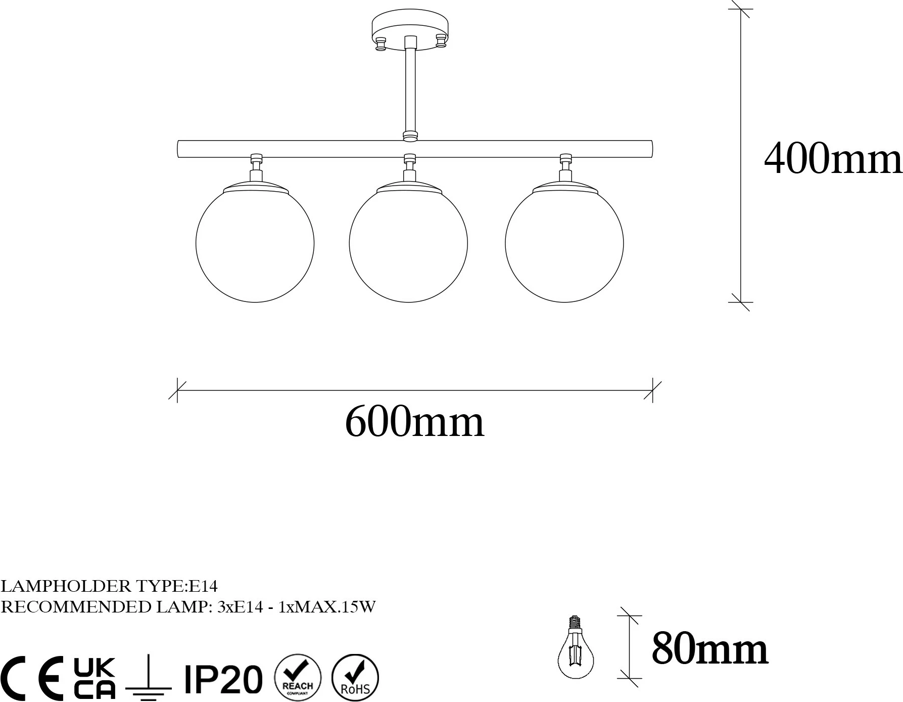 Llambë tavani Opviq, Atmaca - 10265, ngjyrë vintage, 60x15cm