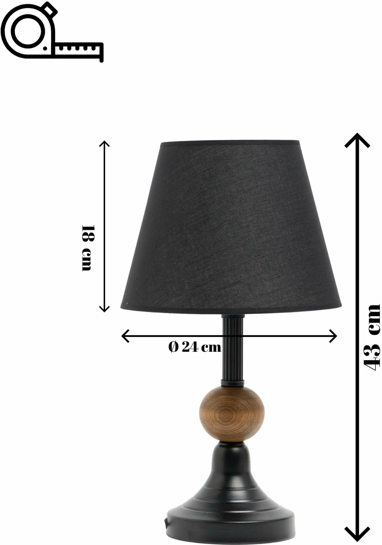 Llambë tavoline Opviq, Conici, e zezë