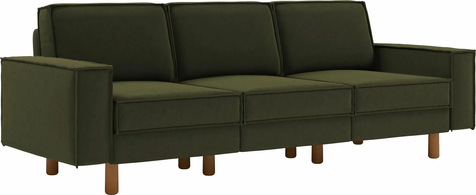 Divan treshe, ngjyrë jeshile vaji, këmbë druri arre, Atelier del Sofa, Sparrow Extra 3