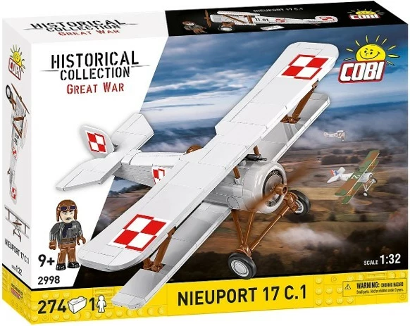 Set konstruktiv me blloqe, Cobi Klocki Nieuport 17 C.1 COBI-2998, 274 copa, shkallë 1:32, me figurë piloti